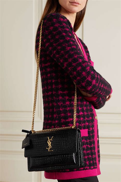 ysl book bag crocodile|SAINT LAURENT Sunset small croc.